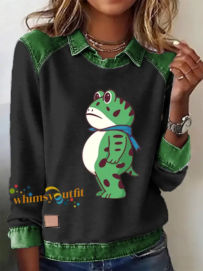 Women‘s Portland Frog Resist Printed Long Sleeve Shirt Black / S