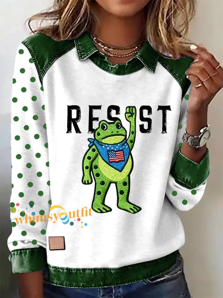 Women’s Portland Frog Resist Printed Long Sleeve Shirt White / S