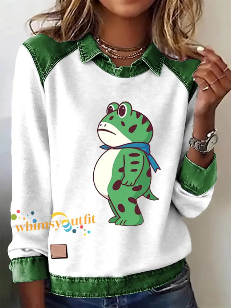 Women‘s Portland Frog Resist Printed Long Sleeve Shirt White / S