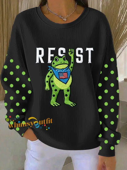 Women’s Portland Frog Resist Ribbed Round-Neck Sweatshirt Black / S