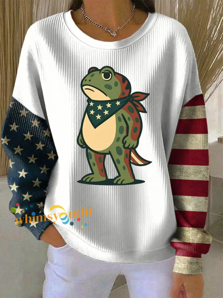 Women’s Portland Frog Resist Ribbed Round-Neck Sweatshirt White / S