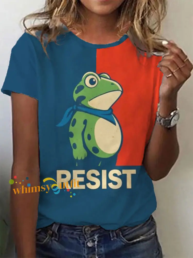 Women’s Portland Frog Resist Short-sleeved T-shirt As picture / S