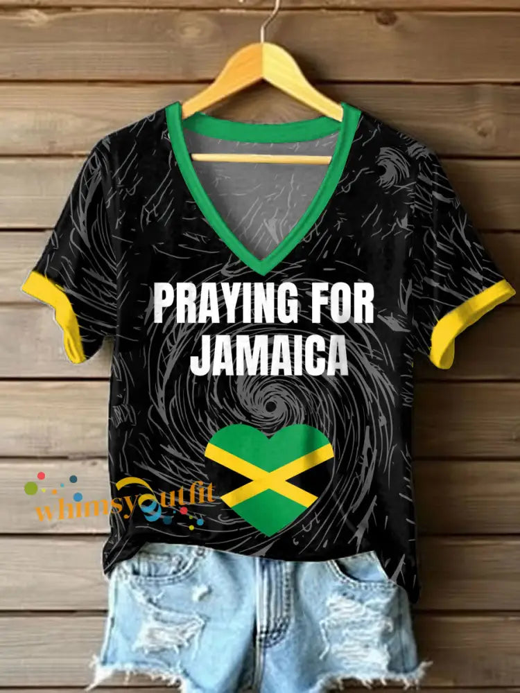 Women’s praying for Jamaica short-sleeved T-shirt As picture / S