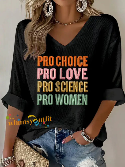 Women’s Pro Choice Print Waffle T shirt Black / S