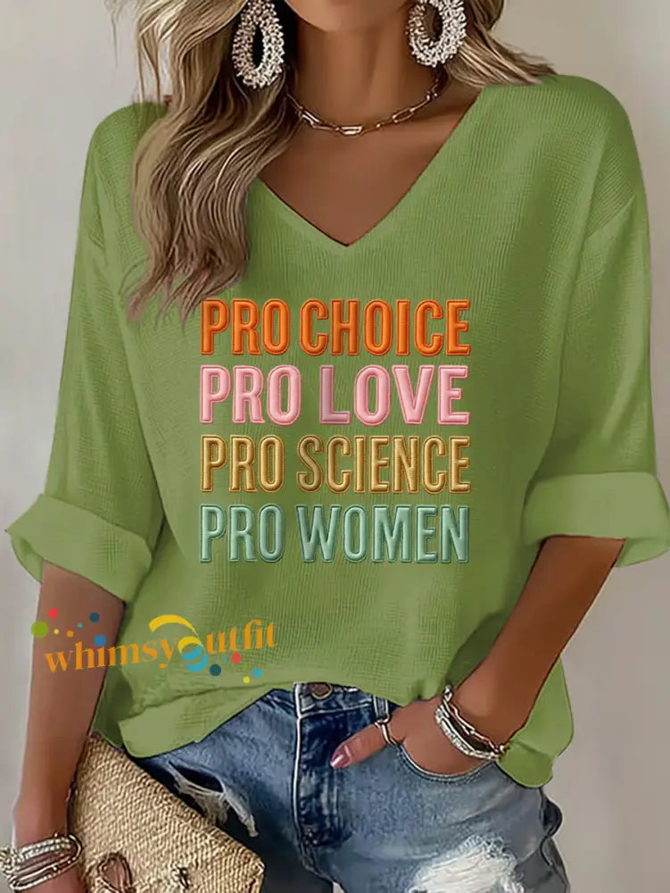 Women’s Pro Choice Print Waffle T shirt Green / S