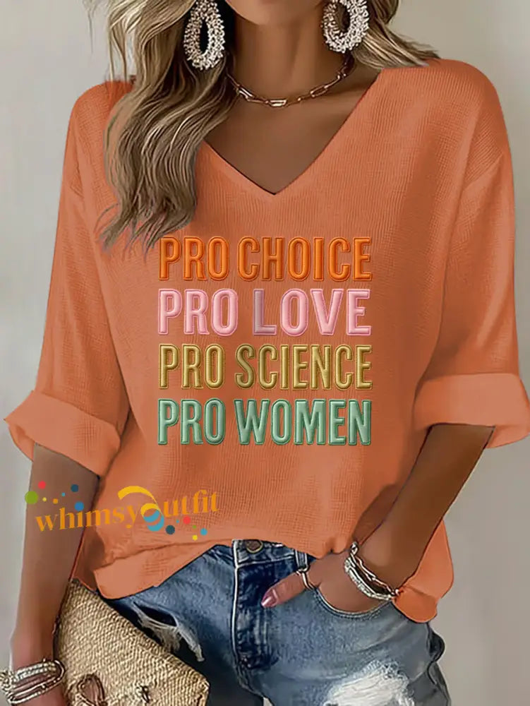 Women’s Pro Choice Print Waffle T shirt Orange / S