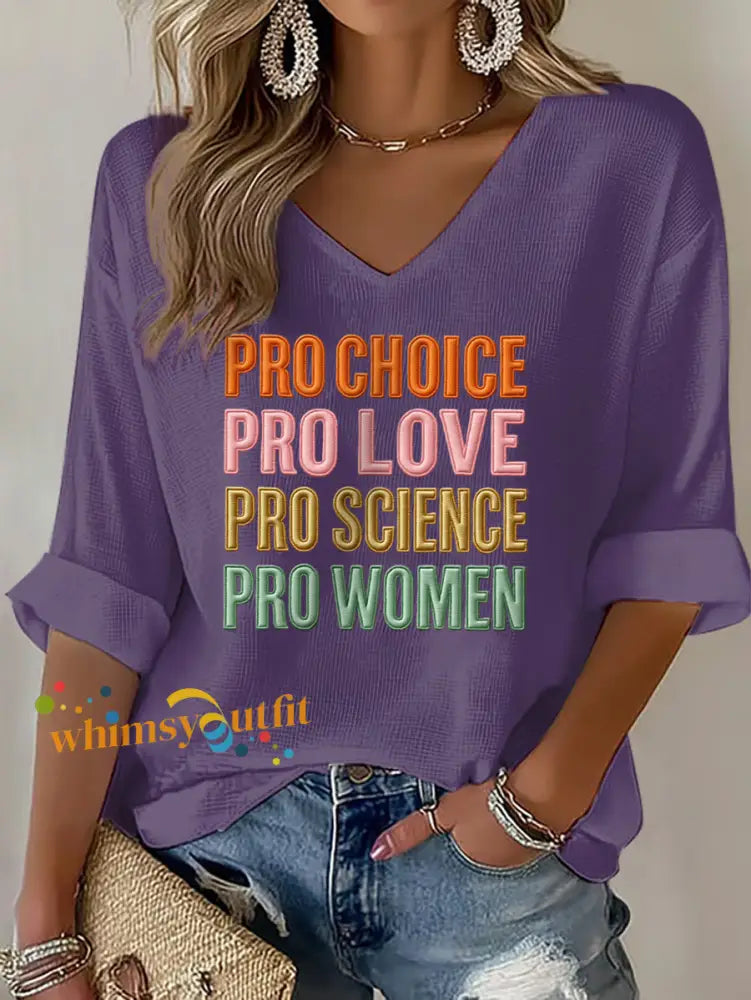 Women’s Pro Choice Print Waffle T shirt Purple / S