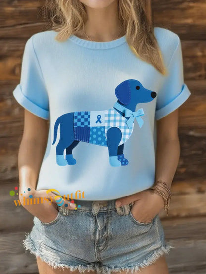 Women’s Prostate Cancer Dachshund T Shirts Light Blue / S