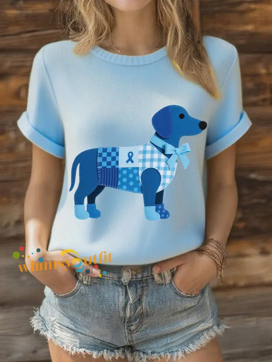 Women’s Prostate Cancer Dachshund T Shirts Light Blue / S