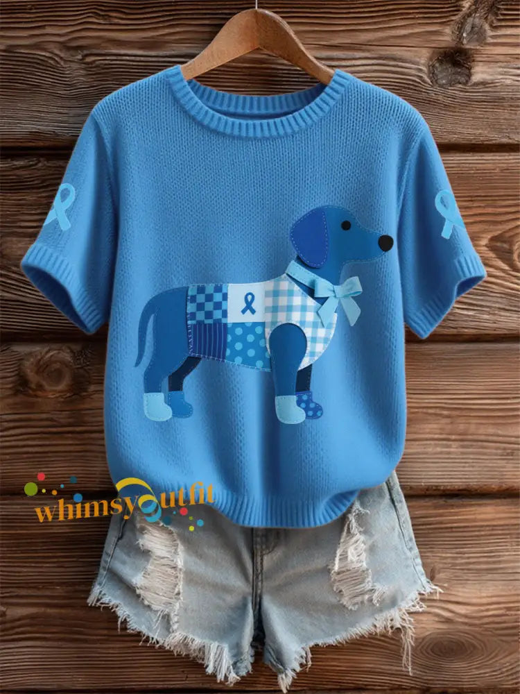 Women’s Prostate Cancer Dachshund Tops Blue / S