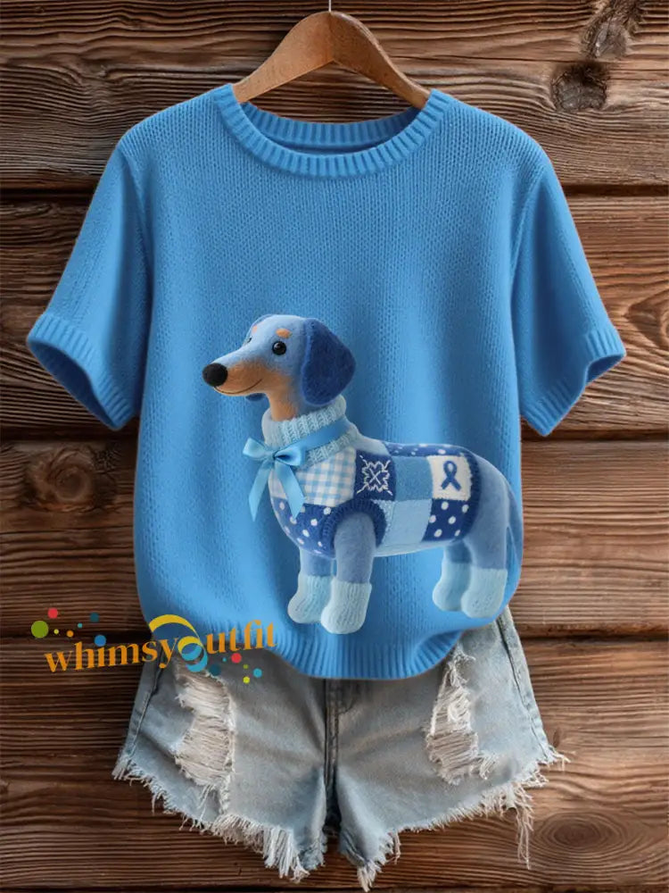 Women’s Prostate Cancer Dachshund Tops Blue / S