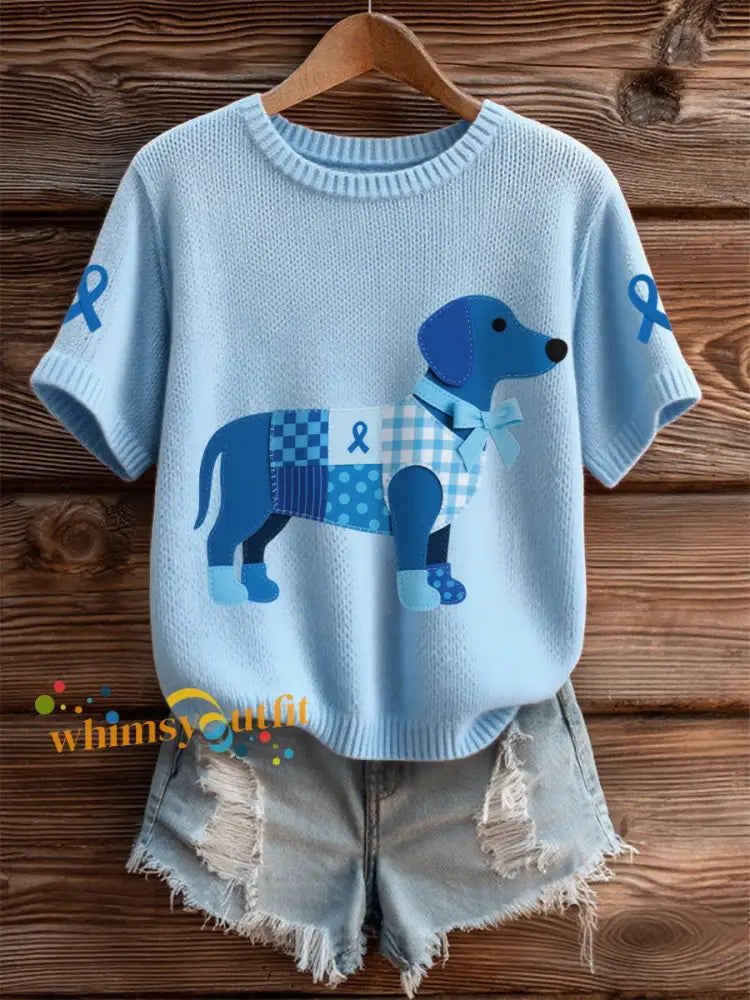 Women’s Prostate Cancer Dachshund Tops Light Blue / S