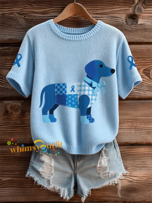 Women’s Prostate Cancer Dachshund Tops Light Blue / S