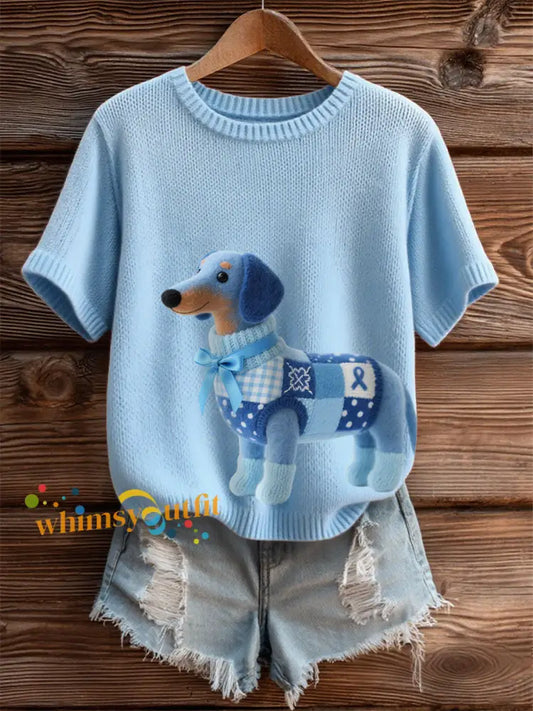 Women’s Prostate Cancer Dachshund Tops Light Blue / S