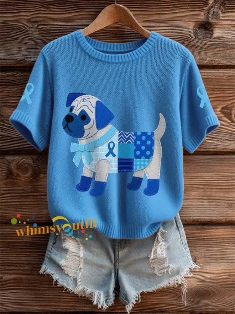 Women’s Prostate Cancer Pug Tops Blue / S