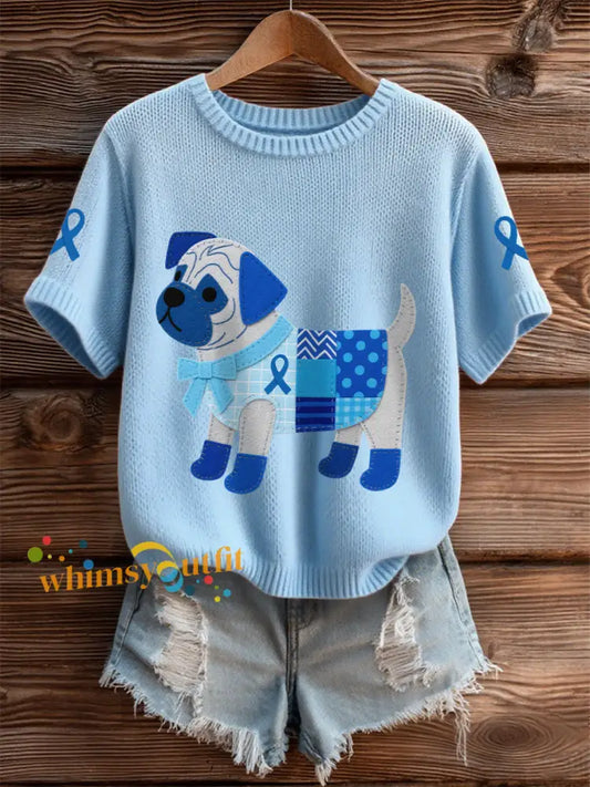 Women’s Prostate Cancer Pug Tops Light Blue / S