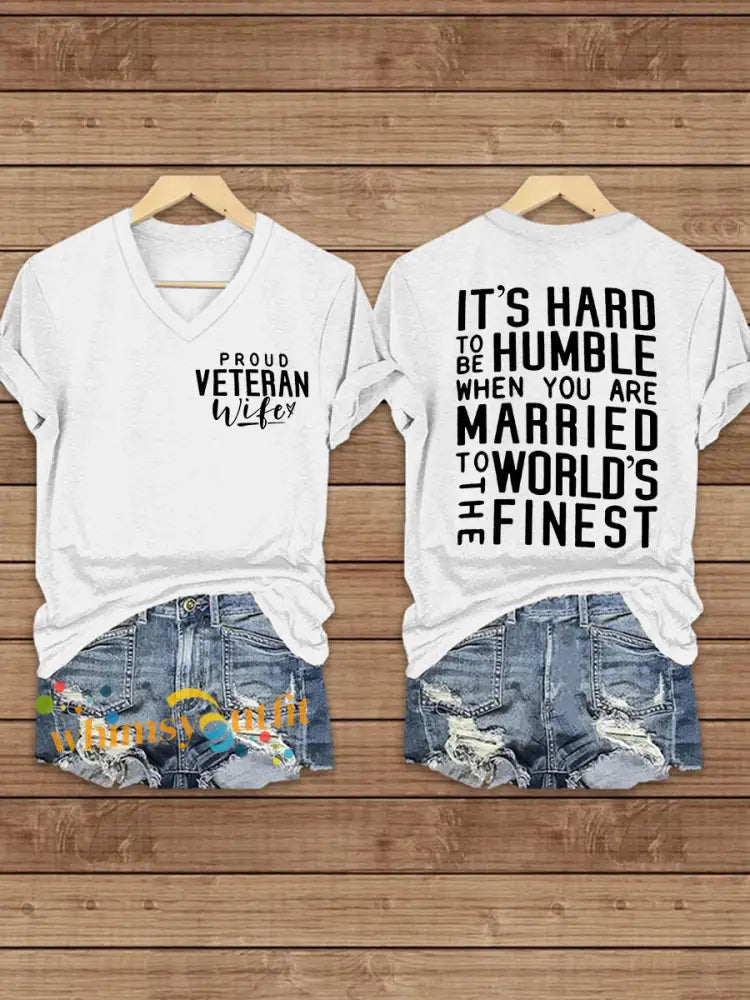 Women’s Proud Veteran Wife Short Sleeve T-Shirt White / S