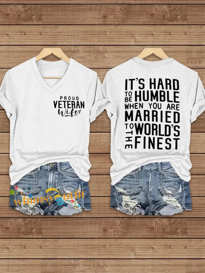 Women’s Proud Veteran Wife Short Sleeve T-Shirt White / S