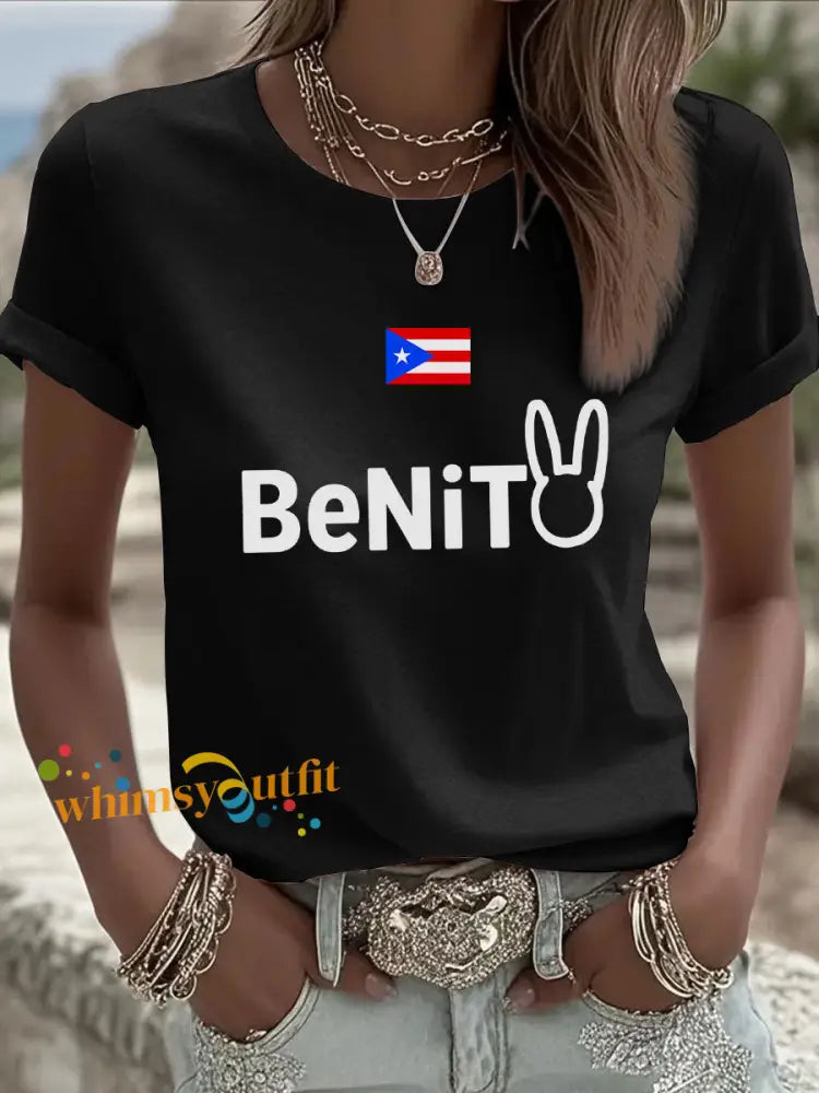 Women’s Puerto Rican singer printed T-shirt Black / S
