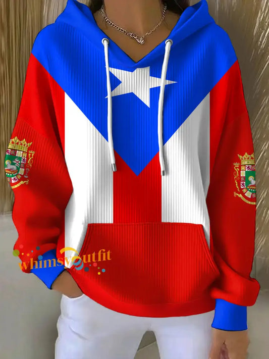 Women’s Puerto Rico Art Printed Hoodie As picture / S
