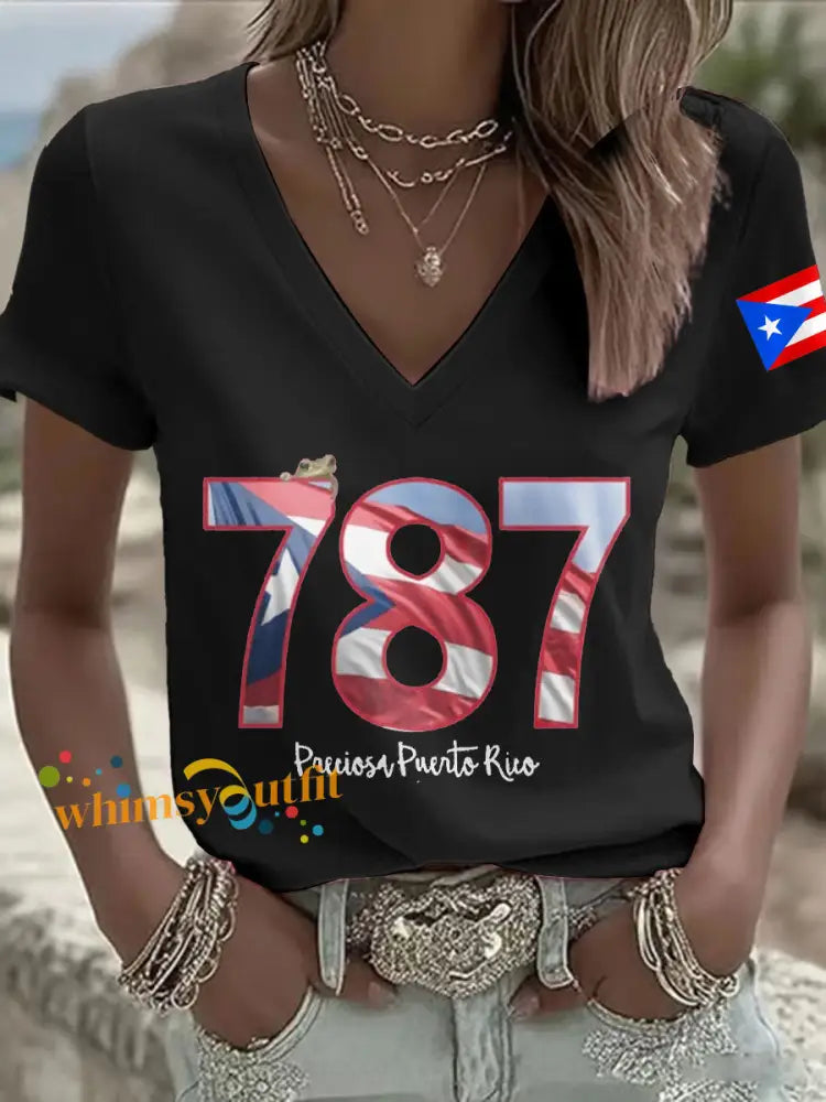 Women’s Puerto Rico Art Printed T-shirt Black / S