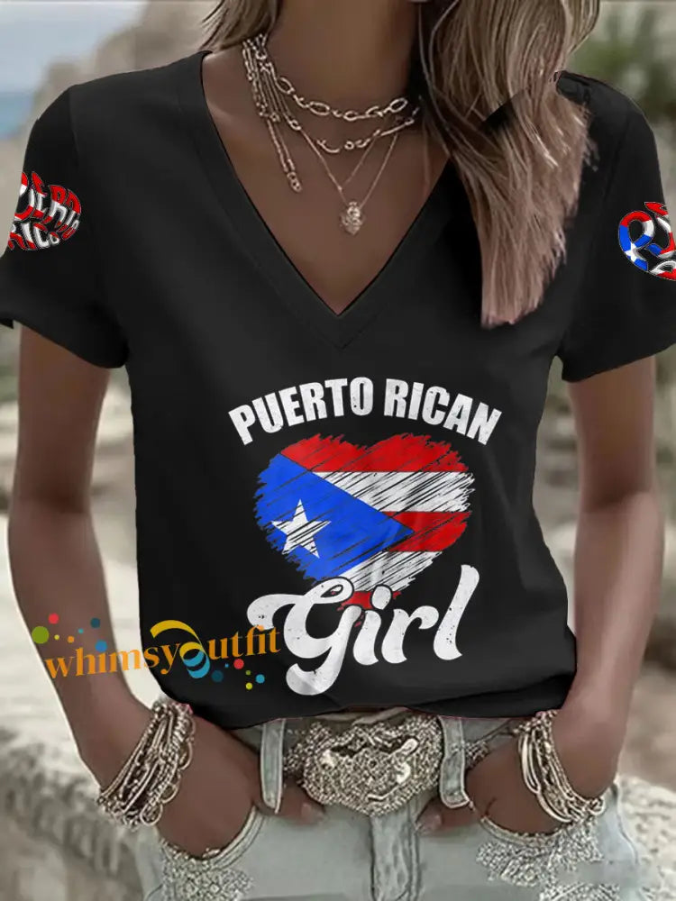 Women’s Puerto Rico Art Printed T-shirt Black / S
