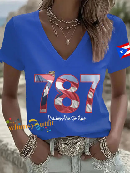 Women’s Puerto Rico Art Printed T-shirt Blue / S