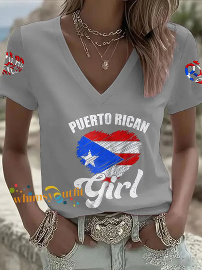Women’s Puerto Rico Art Printed T-shirt Light Gray / S
