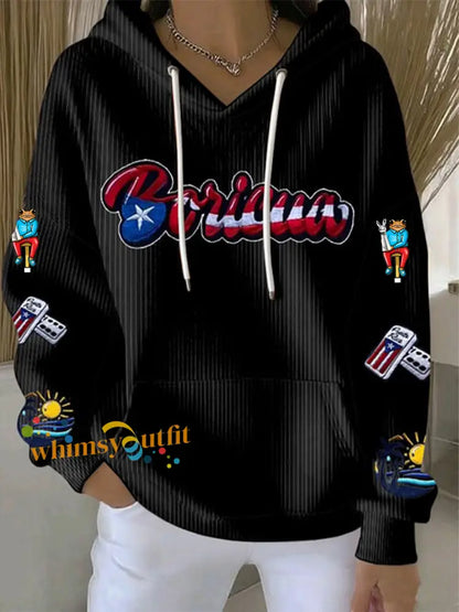 Women’s Puerto Rico Print Casual Sweatshirt Black / S