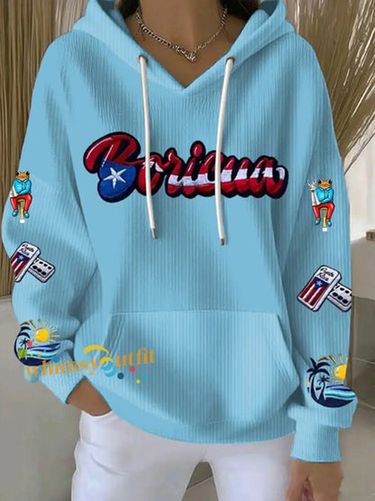 Women’s Puerto Rico Print Casual Sweatshirt Blue / S