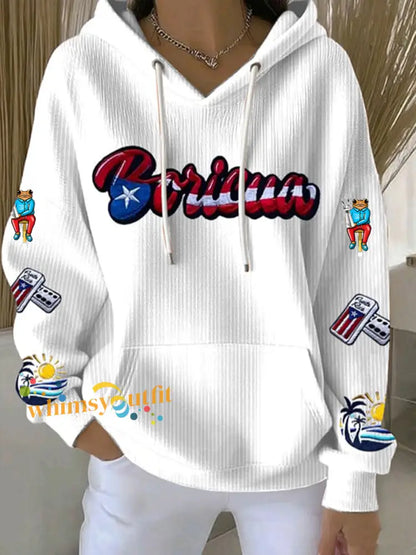 Women’s Puerto Rico Print Casual Sweatshirt White / S