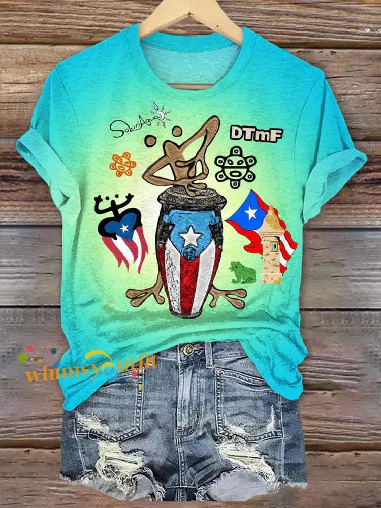 Women’s Puerto Rico Print short-sleeved T-shirt As picture / S