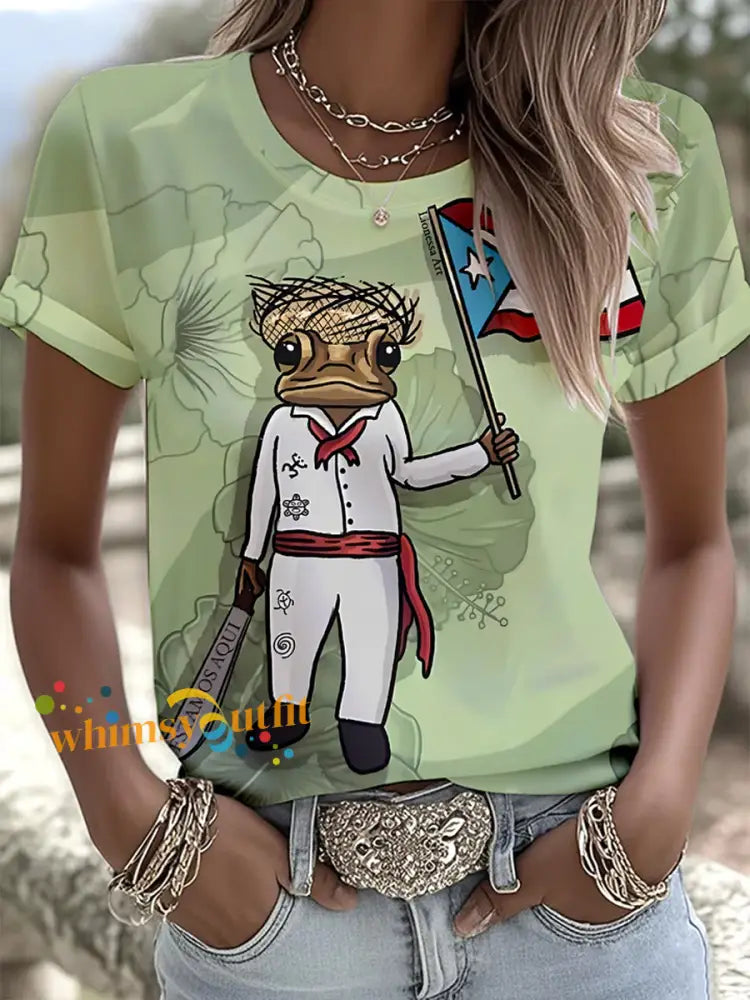 Women’s Puerto Rico Print short-sleeved T-shirt As picture / S
