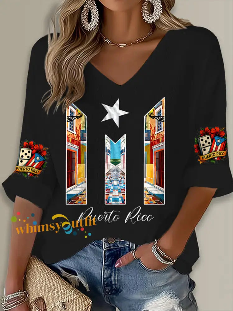 Women’s Puerto Rico Singer Boricua Printed Waffle T-shirt Black / S