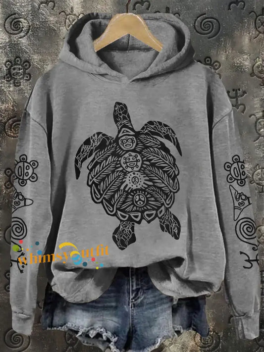 Women’s Puerto Rico Taino Art Proud Printed Sweatshirt Light Gray / S