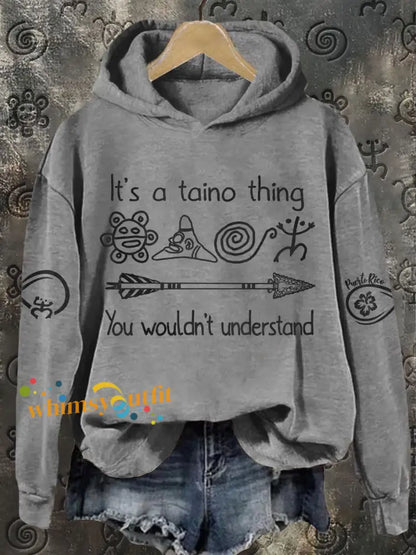 Women’s Puerto Rico Taino Art Proud Printed Sweatshirt Light Gray / S