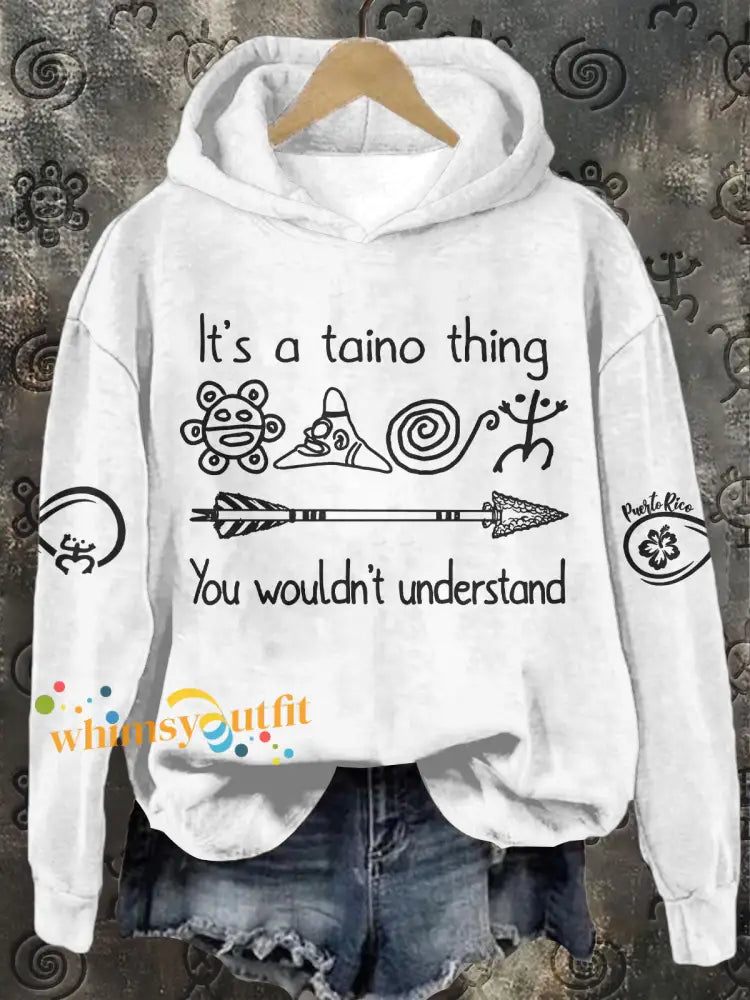 Women’s Puerto Rico Taino Art Proud Printed Sweatshirt White / S