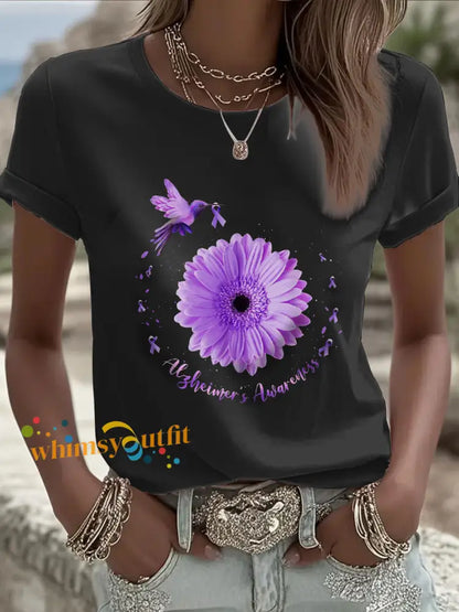 Women’s Purple Alzheimer’s Awareness T Shirt Black / S