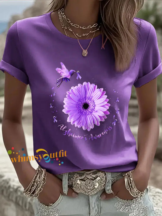 Women’s Purple Alzheimer’s Awareness T Shirt Deep Purple / S