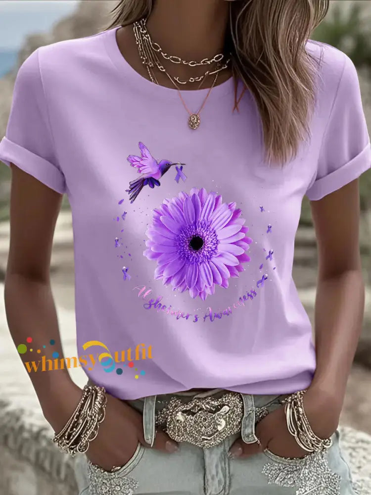 Women’s Purple Alzheimer’s Awareness T Shirt Light Purple / S