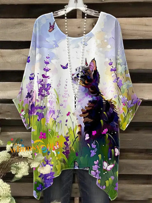 Women’s Purple Art Animal Print T shirt As picture / S