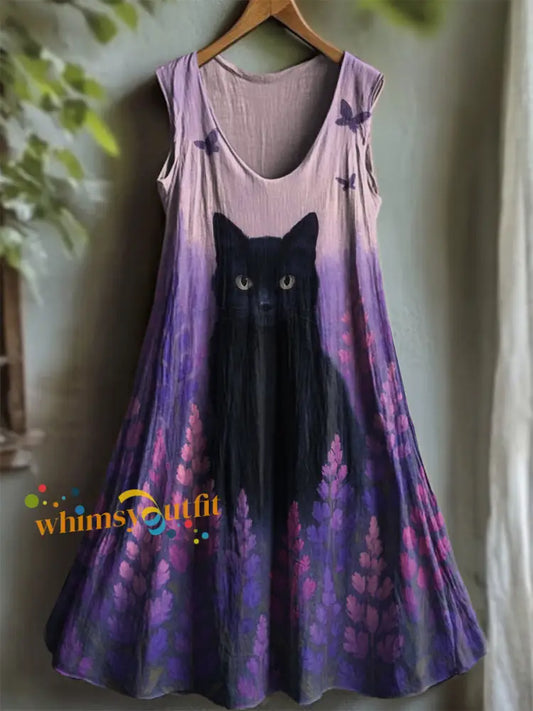 Women’s Purple Art Animal Print V neck Dress As picture / S