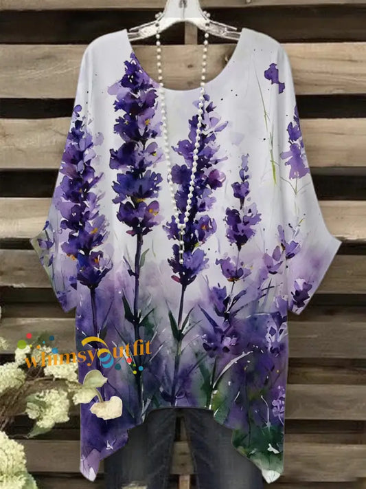 Women’s Purple Flora Art Print T Shirt As picture / S