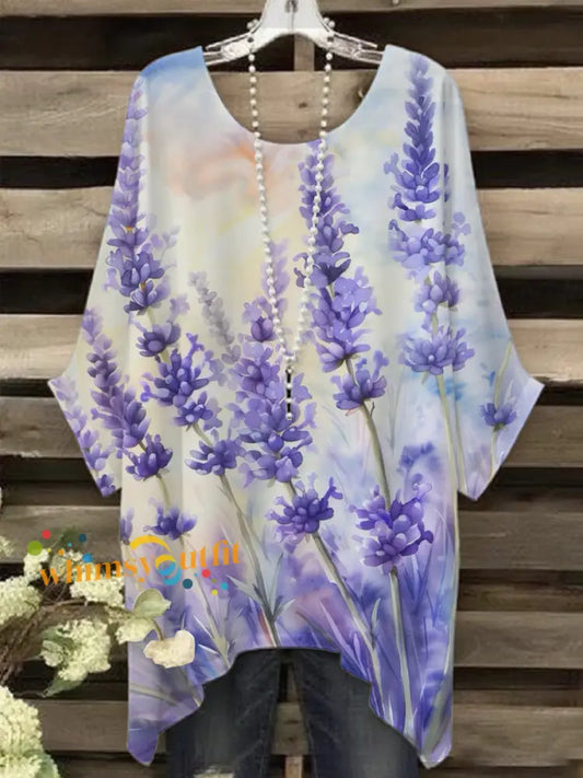 Women’s Purple Flora Art Print T Shirt As picture / S