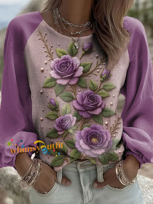 Women’s Purple Flora Art Top Picture 1 / S