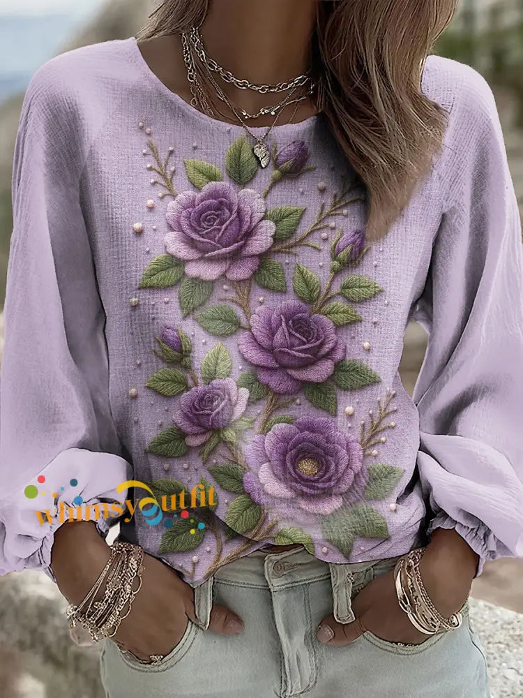 Women’s Purple Flora Art Top Picture 2 / S