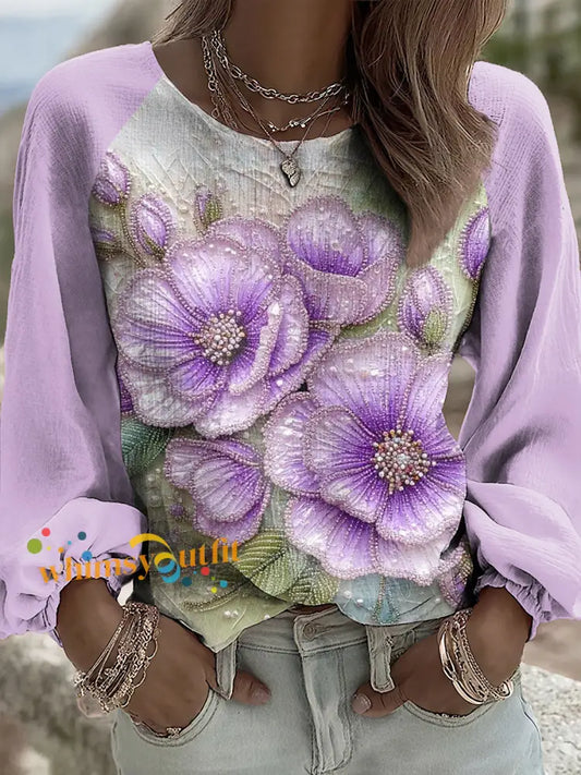 Women’s Purple Flora Art Top Purple / S