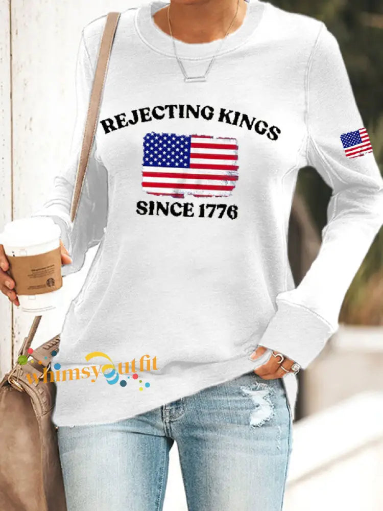 Women’s Rejecting Kings Since 1776 fitted sweatshirt White / S