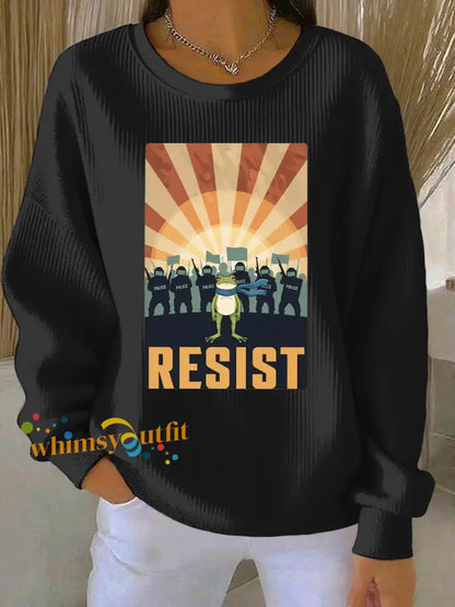 Women’s Resist Frog Print Casual Sweatshirt Black / S