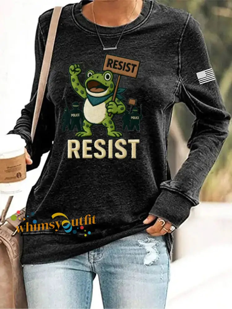 Women’s Resist Frog Print Sweatshirt Black / S